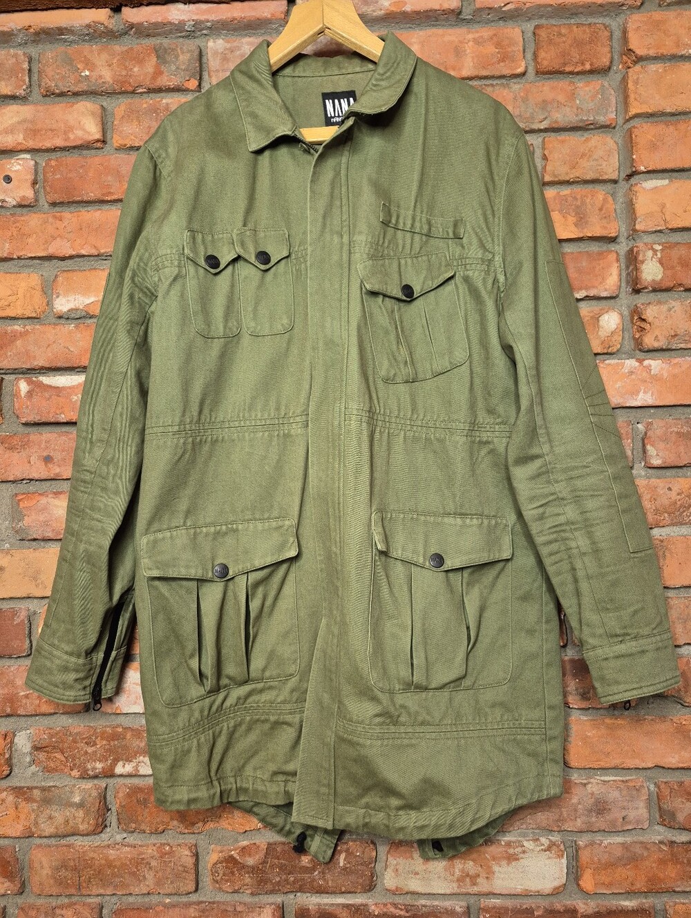 Nana Judy Turini Parka Mens L Olive Military Field Utility Coat 100% Cotton Y2K